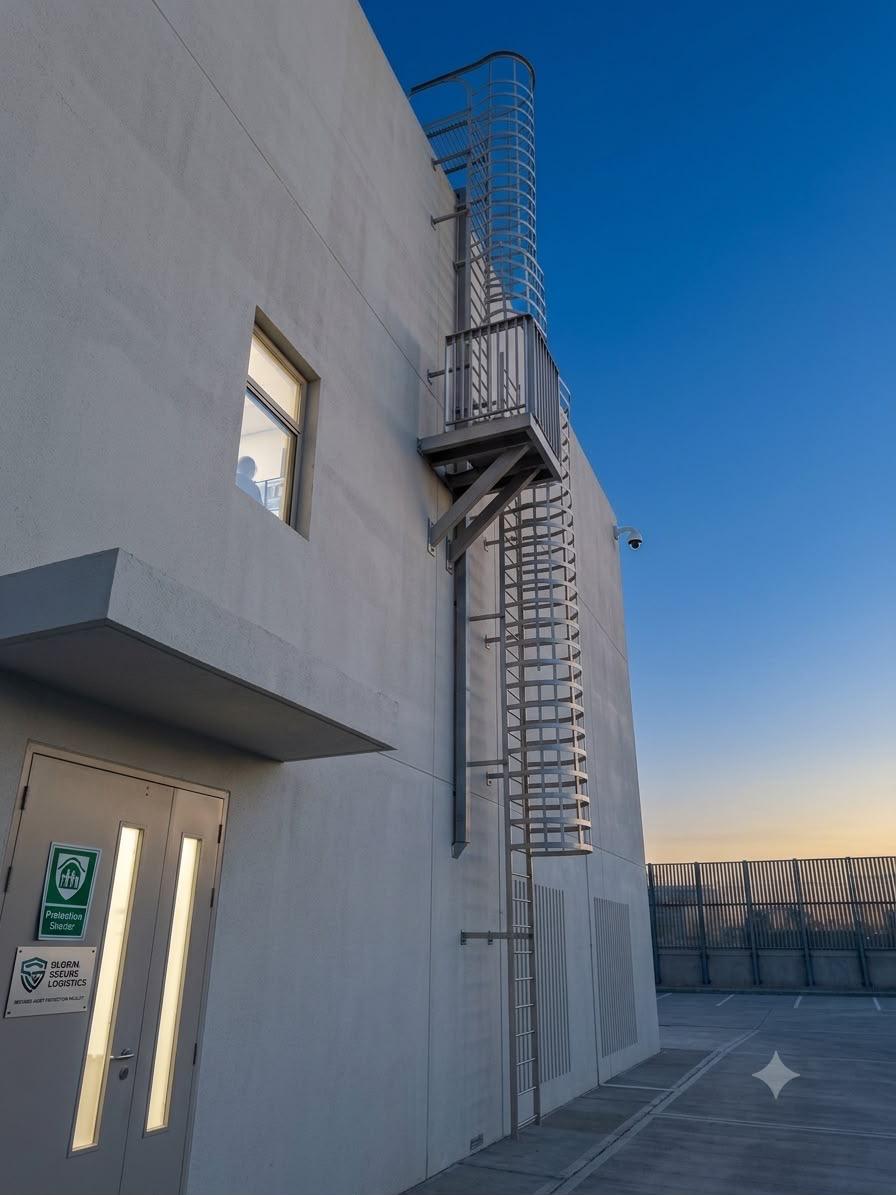 Caged Roof Access Ladder